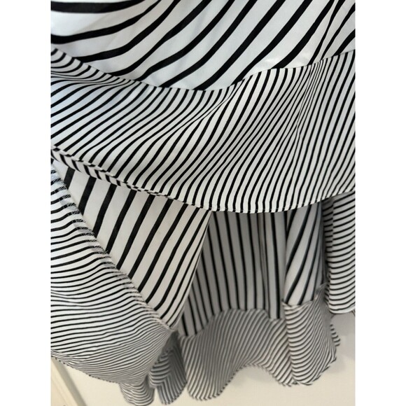 LANE BRYANT WOMENS BLACK WHITE STRIPED ASYMMETRICAL MIDI SKIRT PLUS Sz 26/28 New - Picture 2 of 6